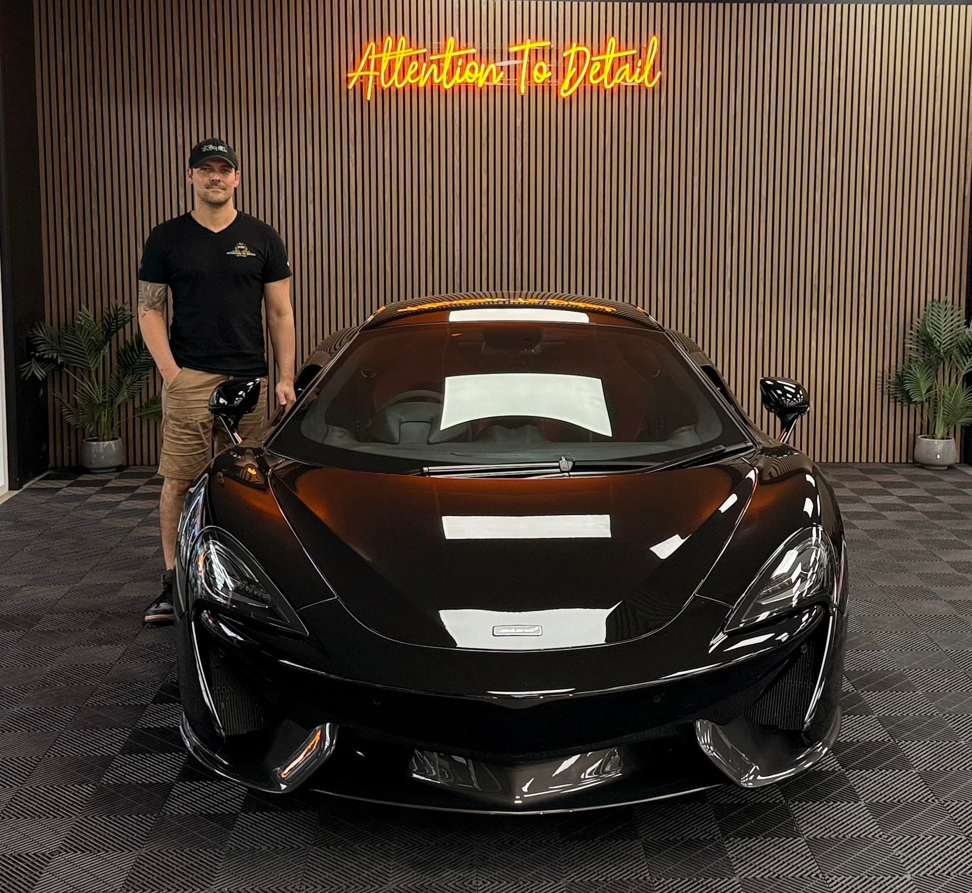 Phil Moravcik with his McLaren at the ATD workshop